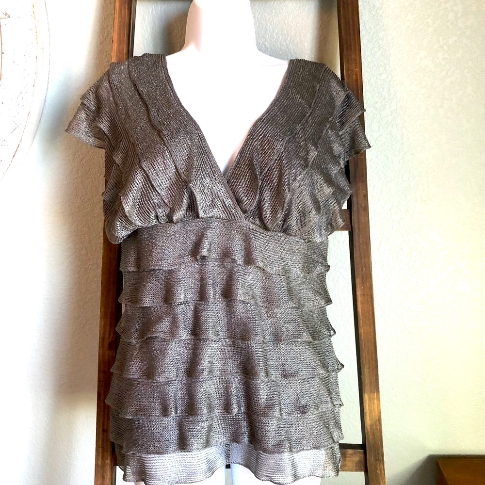 Studio M • Metallic Ruffle Top